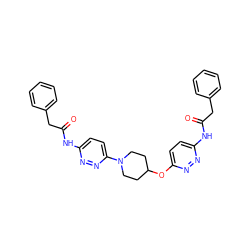 O=C(Cc1ccccc1)Nc1ccc(OC2CCN(c3ccc(NC(=O)Cc4ccccc4)nn3)CC2)nn1 ZINC000653697080