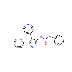 O=C(Cc1ccccc1)Nc1n[nH]c(-c2ccc(F)cc2)c1-c1ccncc1 ZINC000034574943