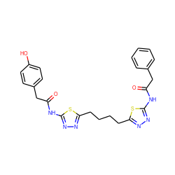 O=C(Cc1ccccc1)Nc1nnc(CCCCc2nnc(NC(=O)Cc3ccc(O)cc3)s2)s1 ZINC000653900932