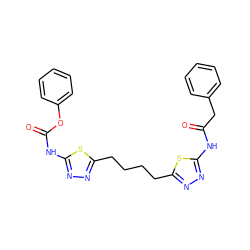 O=C(Cc1ccccc1)Nc1nnc(CCCCc2nnc(NC(=O)Oc3ccccc3)s2)s1 ZINC000169698267