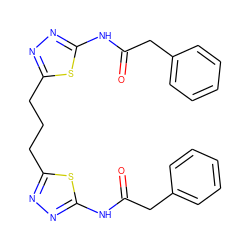 O=C(Cc1ccccc1)Nc1nnc(CCCc2nnc(NC(=O)Cc3ccccc3)s2)s1 ZINC000169697771