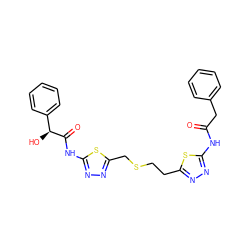 O=C(Cc1ccccc1)Nc1nnc(CCSCc2nnc(NC(=O)[C@@H](O)c3ccccc3)s2)s1 ZINC000169698274