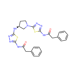 O=C(Cc1ccccc1)Nc1nnc(N[C@H]2CCN(c3nnc(NC(=O)Cc4ccccc4)s3)C2)s1 ZINC000584905331