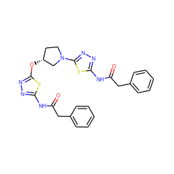 O=C(Cc1ccccc1)Nc1nnc(O[C@@H]2CCN(c3nnc(NC(=O)Cc4ccccc4)s3)C2)s1 ZINC000653714964