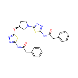 O=C(Cc1ccccc1)Nc1nnc(O[C@H]2CCN(c3nnc(NC(=O)Cc4ccccc4)s3)C2)s1 ZINC000584905244