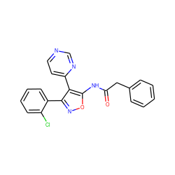 O=C(Cc1ccccc1)Nc1onc(-c2ccccc2Cl)c1-c1ccncn1 ZINC000117394587