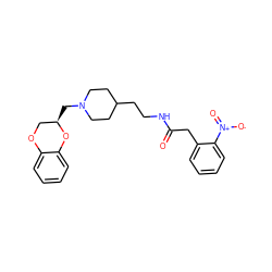 O=C(Cc1ccccc1[N+](=O)[O-])NCCC1CCN(C[C@@H]2COc3ccccc3O2)CC1 ZINC000013813608