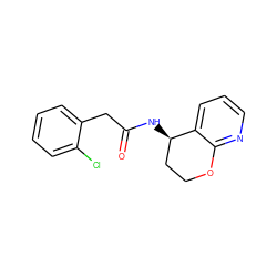 O=C(Cc1ccccc1Cl)N[C@@H]1CCOc2ncccc21 ZINC000146666087