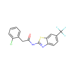 O=C(Cc1ccccc1Cl)Nc1nc2ccc(C(F)(F)F)cc2s1 ZINC000169309122