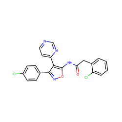 O=C(Cc1ccccc1Cl)Nc1onc(-c2ccc(Cl)cc2)c1-c1ccncn1 ZINC000117384306