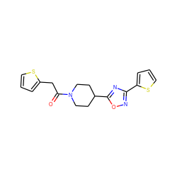 O=C(Cc1cccs1)N1CCC(c2nc(-c3cccs3)no2)CC1 ZINC000001359452