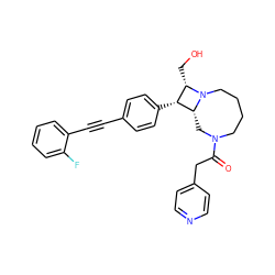 O=C(Cc1ccncc1)N1CCCCN2[C@H](C1)[C@H](c1ccc(C#Cc3ccccc3F)cc1)[C@@H]2CO ZINC000095599009