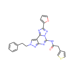 O=C(Cc1ccsc1)Nc1nc2nn(CCc3ccccc3)cc2c2nc(-c3ccco3)nn12 ZINC000045288600