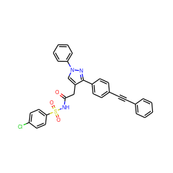 O=C(Cc1cn(-c2ccccc2)nc1-c1ccc(C#Cc2ccccc2)cc1)NS(=O)(=O)c1ccc(Cl)cc1 ZINC000095556159