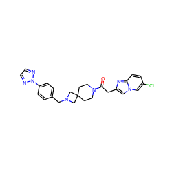 O=C(Cc1cn2cc(Cl)ccc2n1)N1CCC2(CC1)CN(Cc1ccc(-n3nccn3)cc1)C2 ZINC000084759217