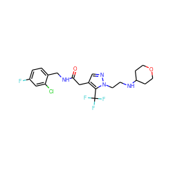 O=C(Cc1cnn(CCNC2CCOCC2)c1C(F)(F)F)NCc1ccc(F)cc1Cl ZINC000095565349