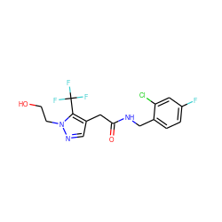 O=C(Cc1cnn(CCO)c1C(F)(F)F)NCc1ccc(F)cc1Cl ZINC000095566121