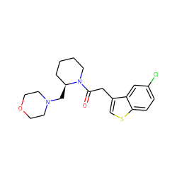 O=C(Cc1csc2ccc(Cl)cc12)N1CCCC[C@@H]1CN1CCOCC1 ZINC000029043344