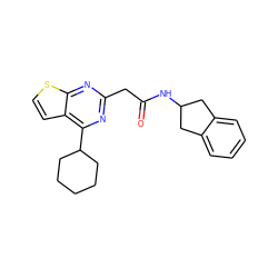 O=C(Cc1nc(C2CCCCC2)c2ccsc2n1)NC1Cc2ccccc2C1 ZINC000058603149