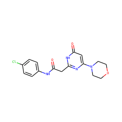 O=C(Cc1nc(N2CCOCC2)cc(=O)[nH]1)Nc1ccc(Cl)cc1 ZINC000095571876