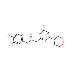 O=C(Cc1nc(N2CCOCC2)cc(=O)[nH]1)Nc1ccc(F)c(F)c1 ZINC000095578273