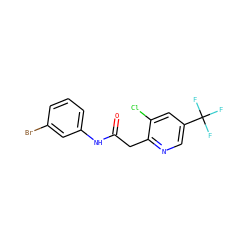 O=C(Cc1ncc(C(F)(F)F)cc1Cl)Nc1cccc(Br)c1 ZINC000001386211