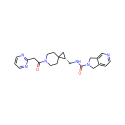 O=C(Cc1ncccn1)N1CCC2(CC1)C[C@@H]2CNC(=O)N1Cc2ccncc2C1 ZINC001772644038