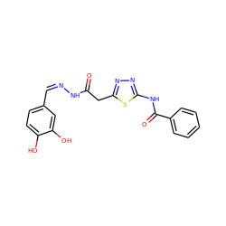 O=C(Cc1nnc(NC(=O)c2ccccc2)s1)N/N=C\c1ccc(O)c(O)c1 ZINC000028638881