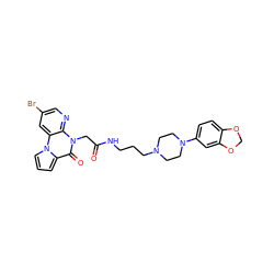 O=C(Cn1c(=O)c2cccn2c2cc(Br)cnc21)NCCCN1CCN(c2ccc3c(c2)OCO3)CC1 ZINC000066128480