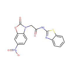 O=C(Cn1c(=O)oc2cc([N+](=O)[O-])ccc21)Nc1nc2ccccc2s1 ZINC000012621427