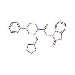 O=C(Cn1c(=O)oc2ccccc21)N1CCN(c2ccccc2)C[C@H]1CN1CCCC1 ZINC000040429294