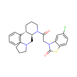 O=C(Cn1c(=O)sc2ccc(Cl)cc21)N1CCC[C@@H](c2ccccc2)[C@@H]1CN1CCCC1 ZINC000029044301