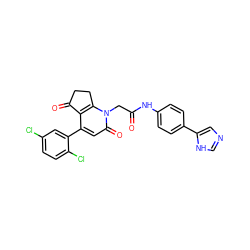 O=C(Cn1c2c(c(-c3cc(Cl)ccc3Cl)cc1=O)C(=O)CC2)Nc1ccc(-c2cnc[nH]2)cc1 ZINC000221128587