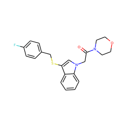 O=C(Cn1cc(SCc2ccc(F)cc2)c2ccccc21)N1CCOCC1 ZINC000006867404