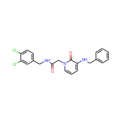 O=C(Cn1cccc(NCc2ccccc2)c1=O)NCc1ccc(Cl)c(Cl)c1 ZINC000043025257