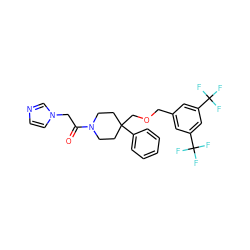 O=C(Cn1ccnc1)N1CCC(COCc2cc(C(F)(F)F)cc(C(F)(F)F)c2)(c2ccccc2)CC1 ZINC000027523325