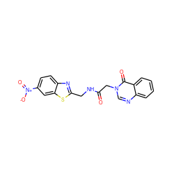 O=C(Cn1cnc2ccccc2c1=O)NCc1nc2ccc([N+](=O)[O-])cc2s1 ZINC000299825974