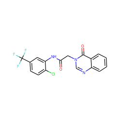 O=C(Cn1cnc2ccccc2c1=O)Nc1cc(C(F)(F)F)ccc1Cl ZINC000002871270