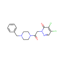 O=C(Cn1ncc(Cl)c(Cl)c1=O)N1CCN(Cc2ccccc2)CC1 ZINC000025425423