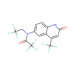 O=C(N(CC(F)(F)F)c1ccc2[nH]c(=O)cc(C(F)(F)F)c2c1)C(F)(F)F ZINC000014968472