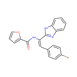 O=C(N/C(=C/c1ccc(Br)cc1)c1nc2ccccc2[nH]1)c1ccco1 ZINC000004955469