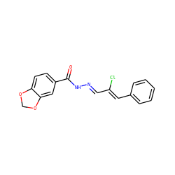 O=C(N/N=C/C(Cl)=C/c1ccccc1)c1ccc2c(c1)OCO2 ZINC000013074891