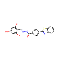 O=C(N/N=C/c1c(O)cc(O)cc1O)c1ccc(-c2nc3ccccc3s2)cc1 ZINC000299861699