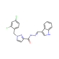 O=C(N/N=C/c1c[nH]c2ccccc12)c1ccn(Cc2ccc(Cl)cc2Cl)n1 ZINC000001208765