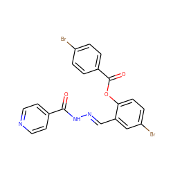 O=C(N/N=C/c1cc(Br)ccc1OC(=O)c1ccc(Br)cc1)c1ccncc1 ZINC000003085070