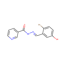 O=C(N/N=C/c1cc(O)ccc1Br)c1cccnc1 ZINC000000361117