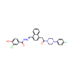 O=C(N/N=C/c1ccc(CC(=O)N2CCN(c3ccc(F)cc3)CC2)c2ccccc12)c1ccc(O)c(Cl)c1 ZINC000027649836