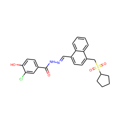 O=C(N/N=C/c1ccc(CS(=O)(=O)C2CCCC2)c2ccccc12)c1ccc(O)c(Cl)c1 ZINC000013492698