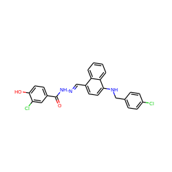 O=C(N/N=C/c1ccc(NCc2ccc(Cl)cc2)c2ccccc12)c1ccc(O)c(Cl)c1 ZINC000027651073