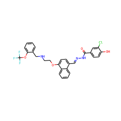 O=C(N/N=C/c1ccc(OCCNCc2ccccc2OC(F)(F)F)c2ccccc12)c1ccc(O)c(Cl)c1 ZINC000027650246